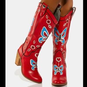 dELiA*S, US 5, Red/Multicolor Cowboy Boots (SOLD OUT ONLINE)